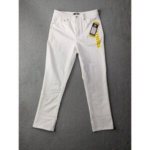Frye Cropped Jeans Womens 6/28 Ivory Pants High Rise Cuffed Uncuffed Stretch